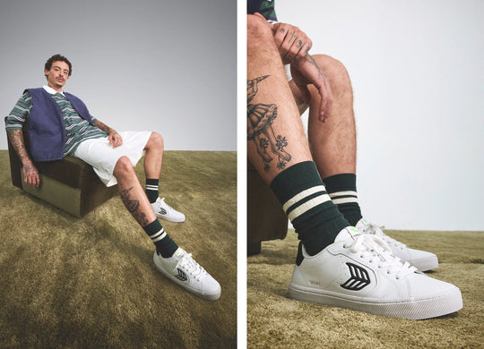 SALVAS Leather White Black Logo