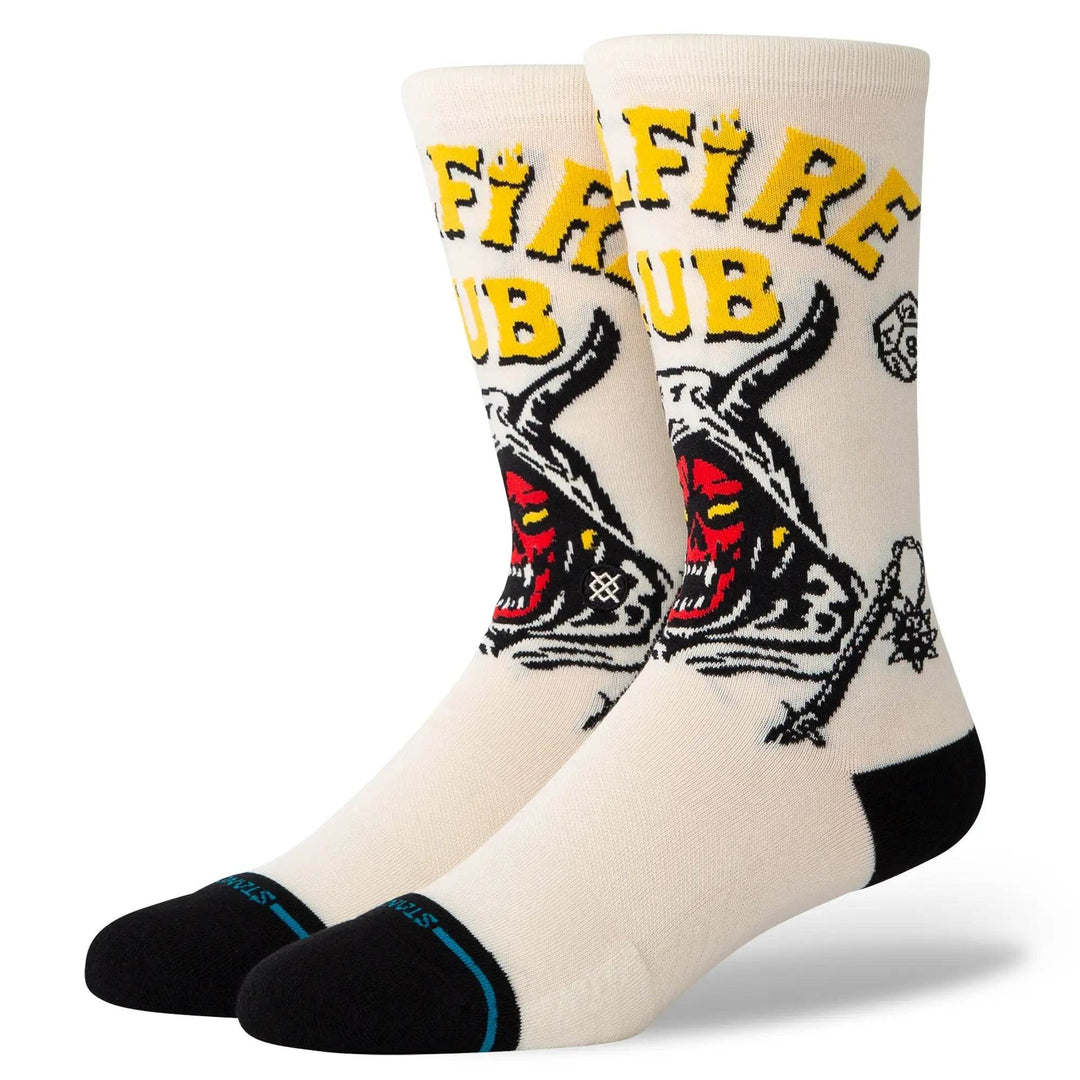Stance X Stranger Things Hellfire Club CREW SOCKS - Vintage White - One Revolver Surfboards