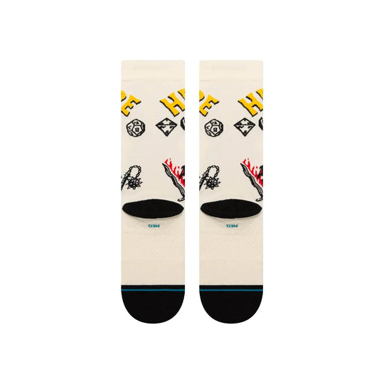Stance X Stranger Things Hellfire Club CREW SOCKS - Vintage White - One Revolver Surfboards