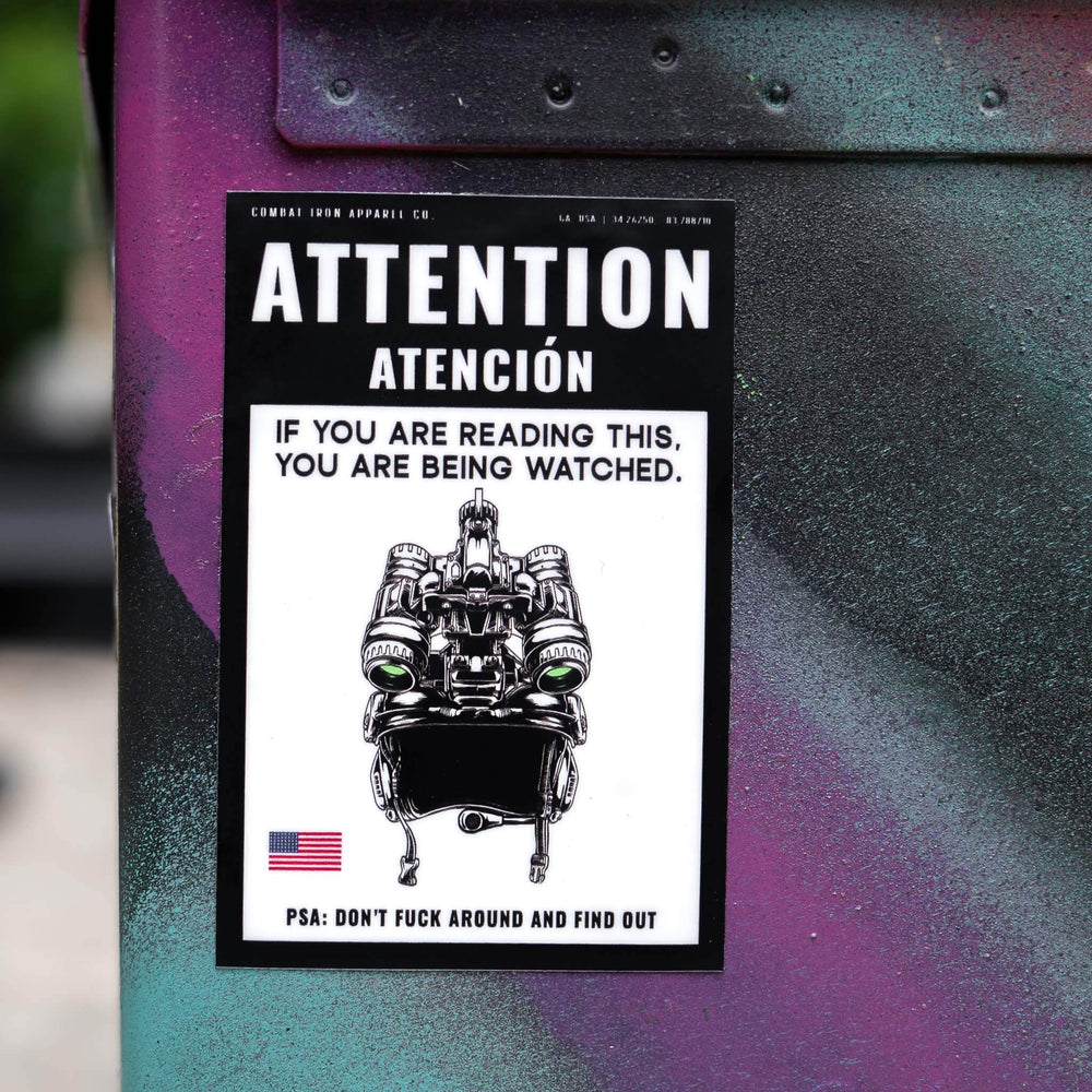 Attention You Are Being Watched Decal Sticker - One Revolver Surfboards