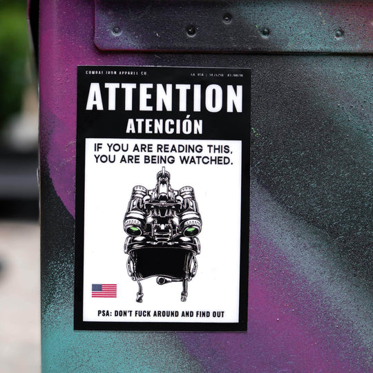 Attention You Are Being Watched Decal Sticker - One Revolver Surfboards