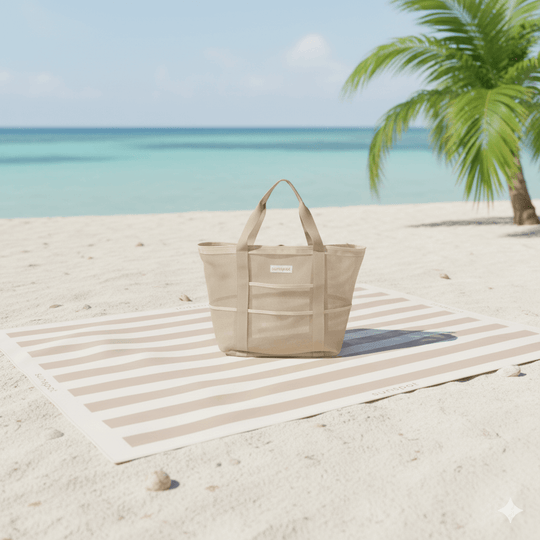 Mesh Beach Tote with Pull-out blanket