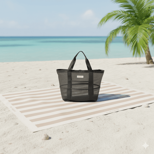 Mesh Beach Tote with Pull-out blanket