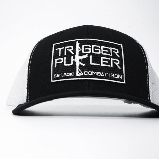 Trigger Puller Black Mid-Profile Mesh Snapback Hat - One Revolver Surfboards