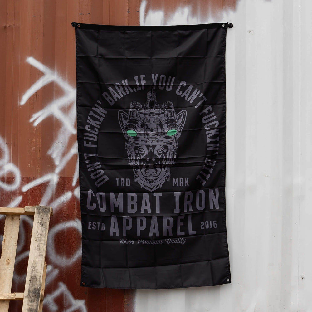 DON'T FUCKIN' BARK IF YOU CAN'T FUCKIN' BITE 3' x 5' Wall Flag - One Revolver Surfboards