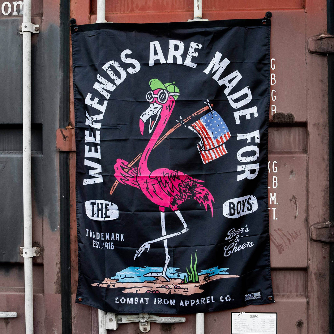 Weekends Are Made For The Boys Wall Flag - One Revolver Surfboards