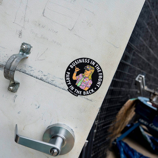 BUSINESS IN THE FRONT. PARTY IN THE BACK. Rocker with Nods Decal - One Revolver Surfboards