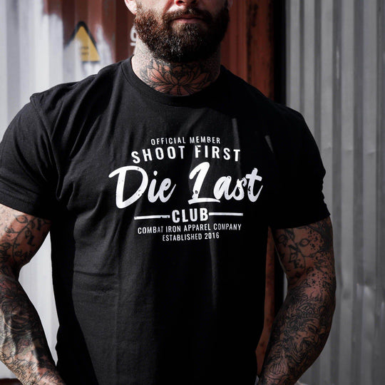 Shoot First. Die Last. Tactical Athlete Club Men's T-Shirt - One Revolver Surfboards