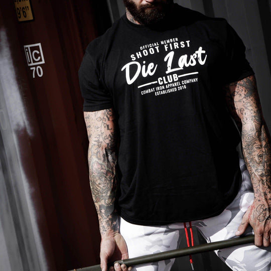 Shoot First. Die Last. Tactical Athlete Club Men's T-Shirt - One Revolver Surfboards