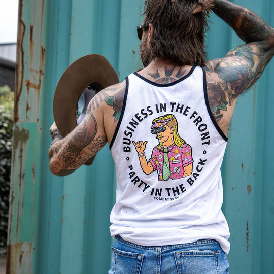 Business In The Front. Party In The Back. Men's Tank - One Revolver Surfboards