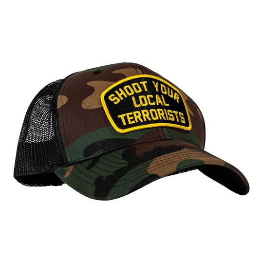 Shoot Your Local Terrorists Patch Snapback Hat - One Revolver Surfboards