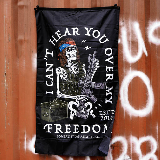 I Can't Hear You Over All My Freedom AR Guitar Rocker 3' X 5' Wall Flag - One Revolver Surfboards