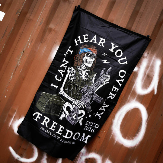 I Can't Hear You Over All My Freedom AR Guitar Rocker 3' X 5' Wall Flag - One Revolver Surfboards