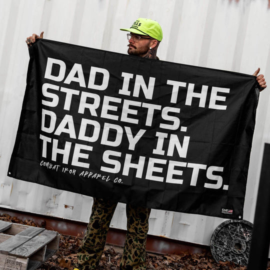 Dad In The Streets. Daddy In The Sheets. 3' x 5' Wall Flag - One Revolver Surfboards