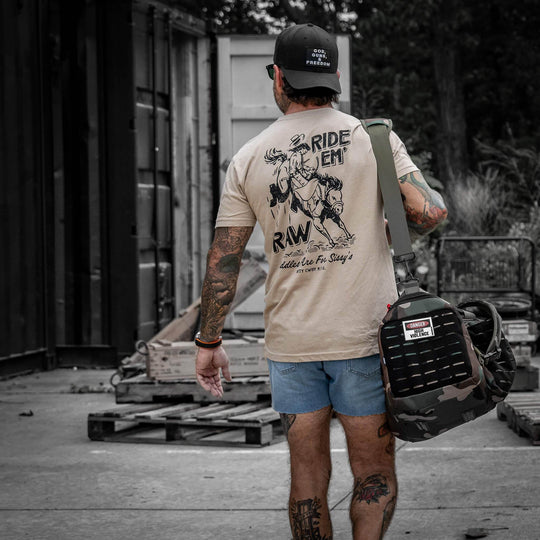 Ride 'Em Raw - Saddles Are For Sissy's Men's T-Shirt - One Revolver Surfboards