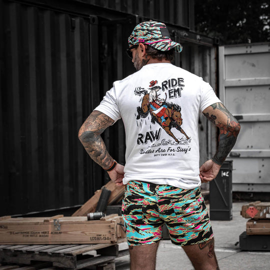 Ride 'Em Raw - Saddles Are For Sissy's Men's T-Shirt - One Revolver Surfboards