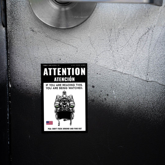 Attention You Are Being Watched Decal Sticker - One Revolver Surfboards