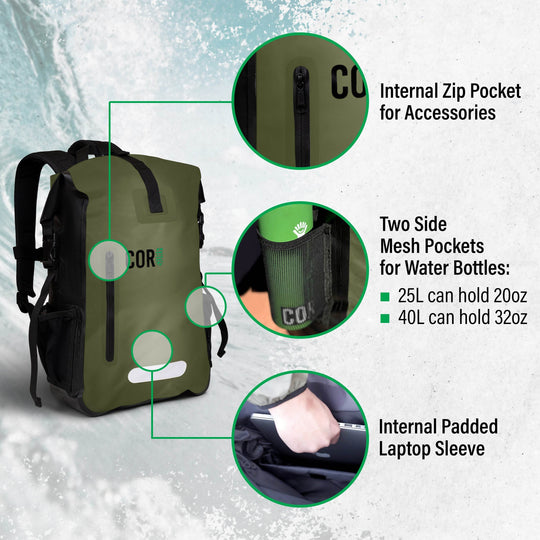 25L Waterproof Dry Backpack - One Revolver Surfboards