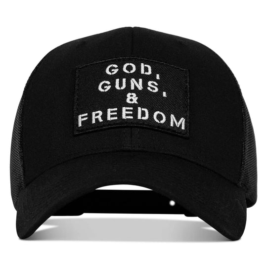 God, Guns, And Freedom Patch Mid-Profile Mesh Snapback Hat - One Revolver Surfboards
