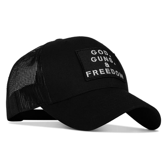 God, Guns, And Freedom Patch Mid-Profile Mesh Snapback Hat - One Revolver Surfboards