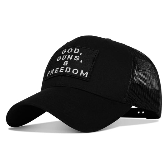 God, Guns, And Freedom Patch Mid-Profile Mesh Snapback Hat - One Revolver Surfboards