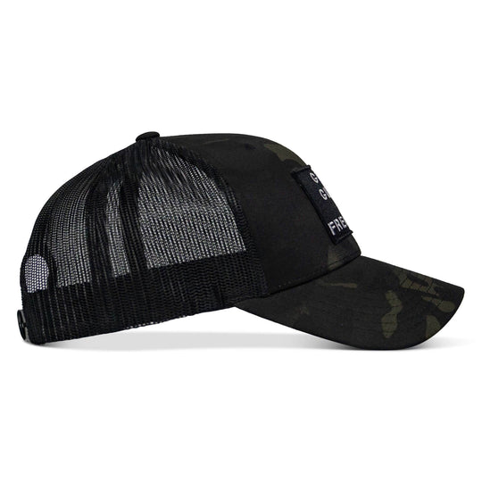 God, Guns, And Freedom Patch Mid-Profile Mesh Snapback Hat - One Revolver Surfboards