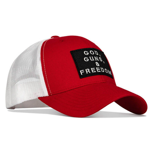 God, Guns, And Freedom Patch Mid-Profile Mesh Snapback Hat - One Revolver Surfboards