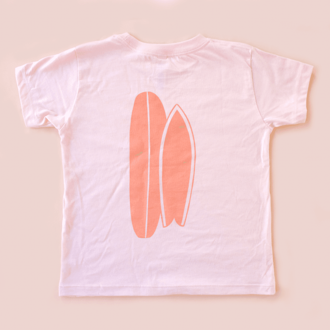 Girls Surf Too Kids Tee - Pink - One Revolver Surfboards