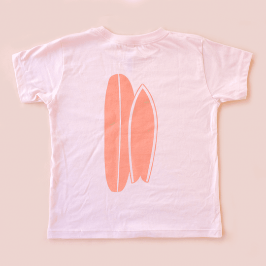 Girls Surf Too Kids Tee - Pink - One Revolver Surfboards