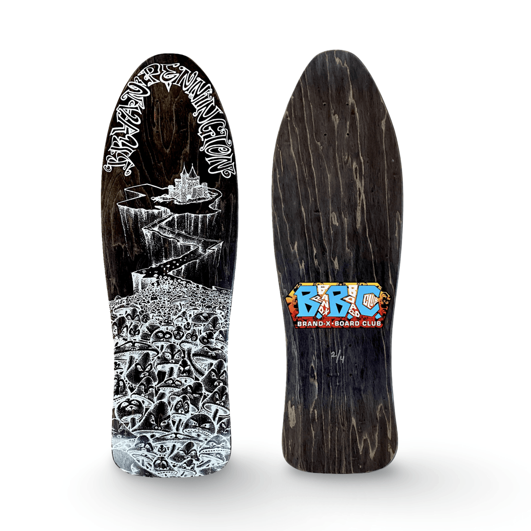 BBC Bryan Pennington Marching Mushrooms Deck 9.5”x30” HAND-PAINTED, LIMITED EDITION (1 of 4) - Skateboard Decks - One Revolver Surfboards