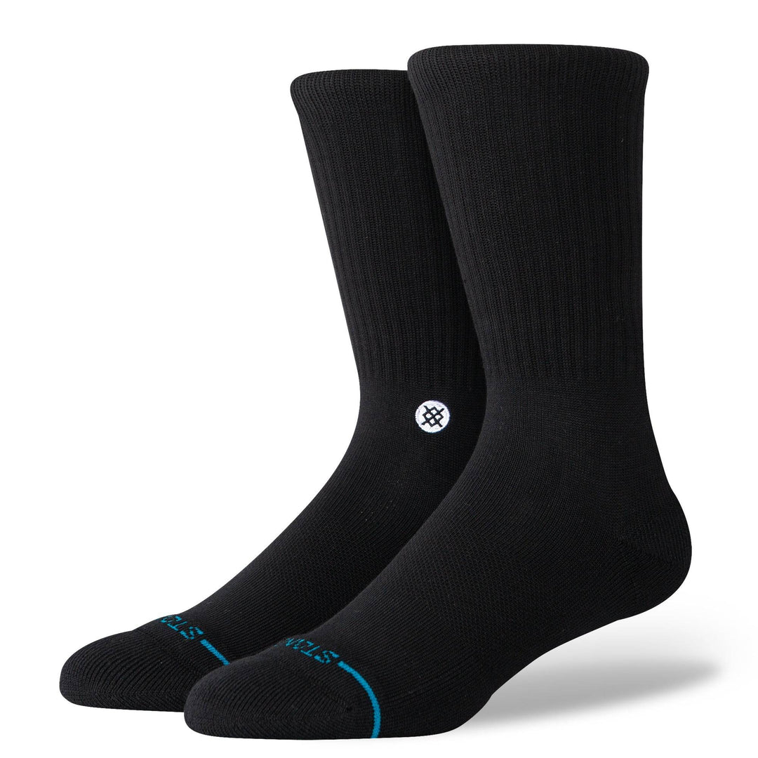 Stance Icon Crew Socks - Black/White - One Revolver Surfboards