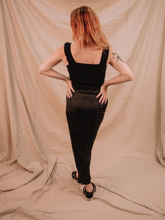 Miou Muse Textured Fabric Ruching Skirt - Black - One Revolver Surfboards