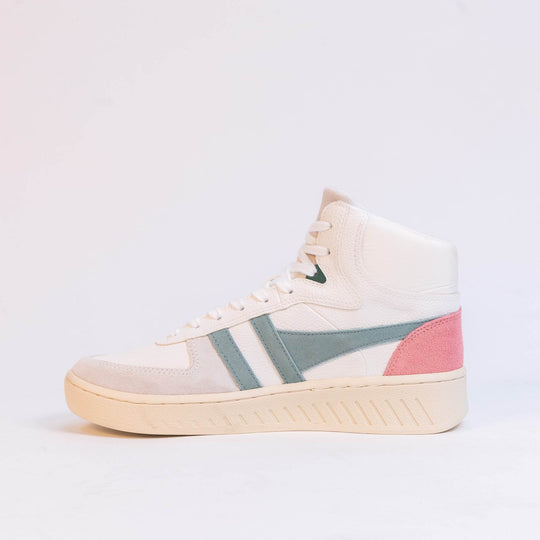 Gola Slam Trident Sneakers - White/Green Mist/Coral Pink - One Revolver Surfboards