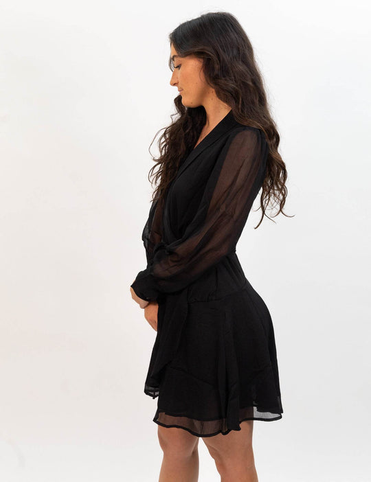 Wild Pony Short Black Wrap Dress - Black - One Revolver Surfboards