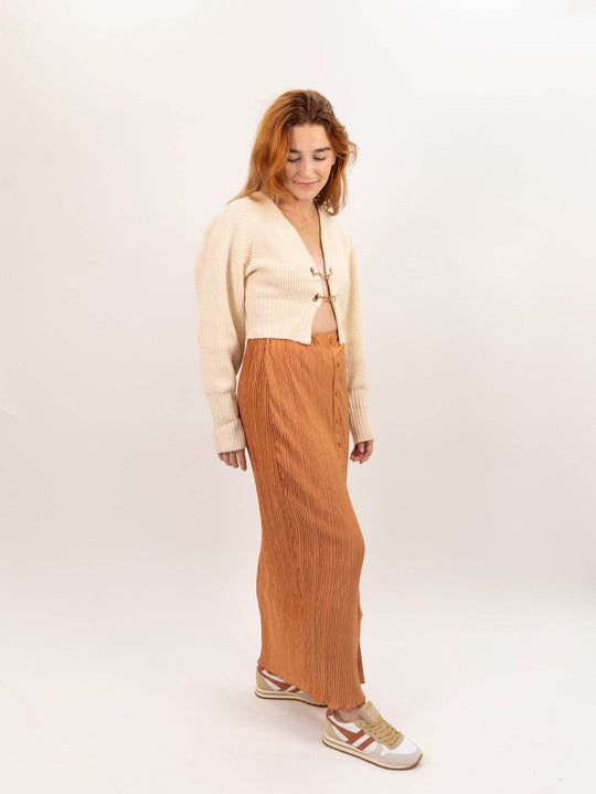 Moon River Plisse High Waist Long Skirt - Terracotta - One Revolver Surfboards