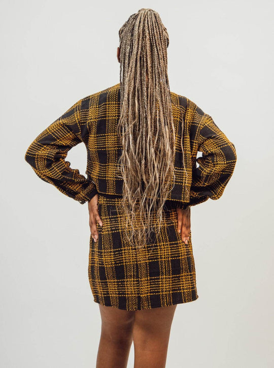 Native Youth OFI Mini Skirt in Check Boucle - Black - One Revolver Surfboards