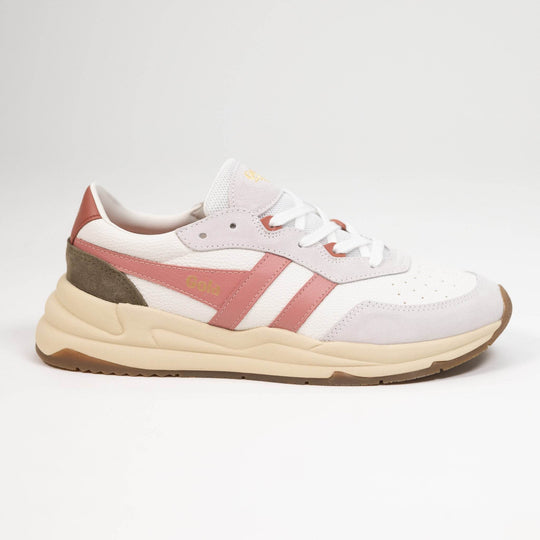 Gola Classics Women's Saturn Sneakers - White/Coral Pink/Khaki - One Revolver Surfboards
