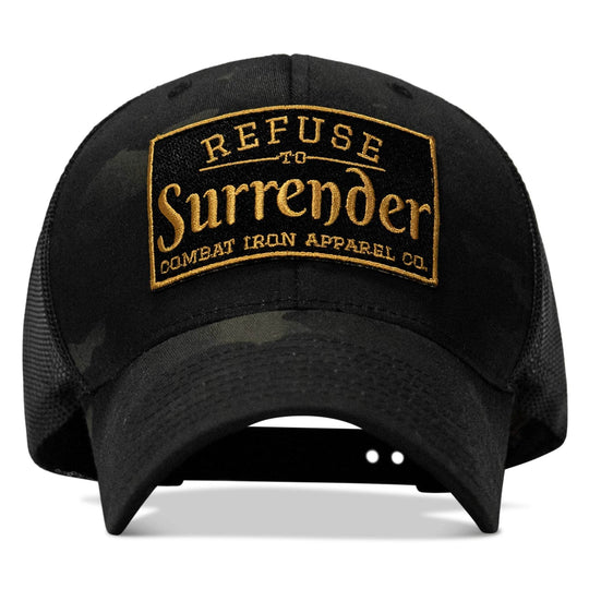 Refuse To Surrender Black/Gold Patch Snapback HAT - One Revolver Surfboards
