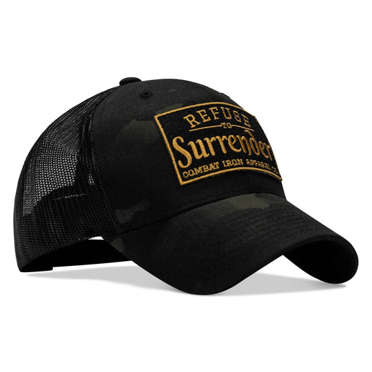 Refuse To Surrender Black/Gold Patch Snapback HAT - One Revolver Surfboards