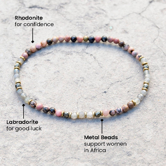 "Love and Serendipity" Rhodonite and Labradorite Anklet