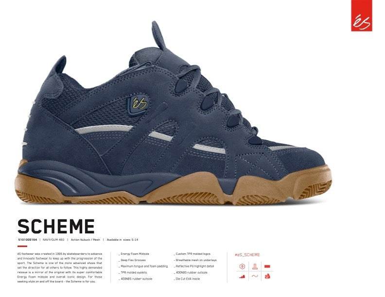éS SCHEME NAVY / GUM SKATEBOARD SHOES - One Revolver Surfboards