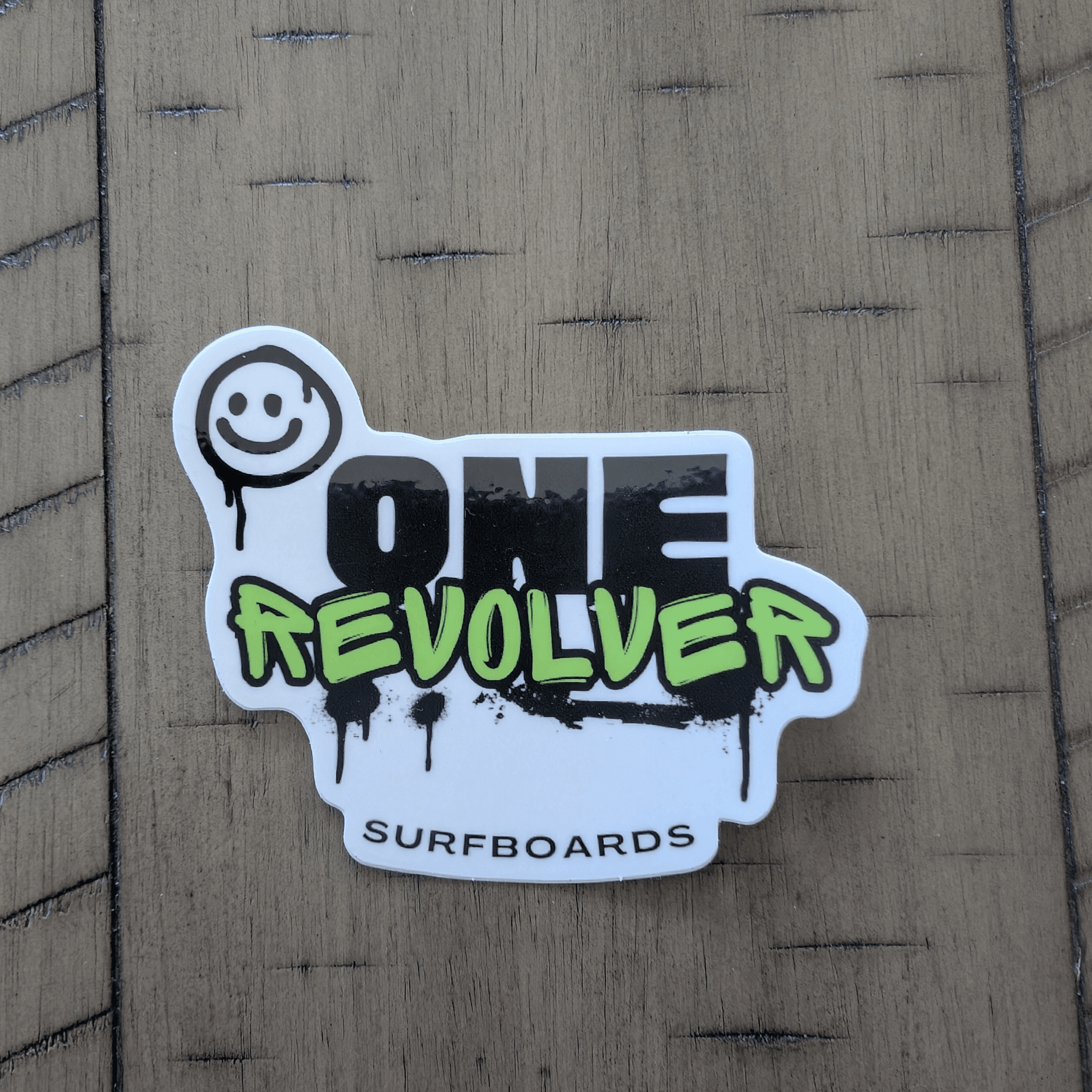 One Revolver Spray Logo Sticker – Graffiti Vinyl Decal - One Revolver Surfboards