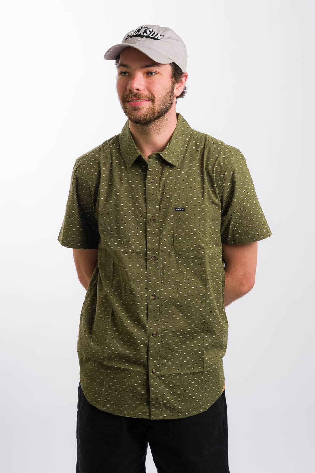 Brixton Charter Print Short Sleeve Woven - Ivy Green/Micro Floral - One Revolver Surfboards