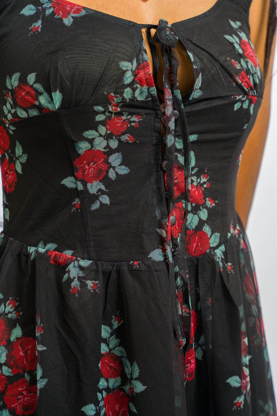 Daisy Street Mini Dress - Multi Rose Print - One Revolver Surfboards