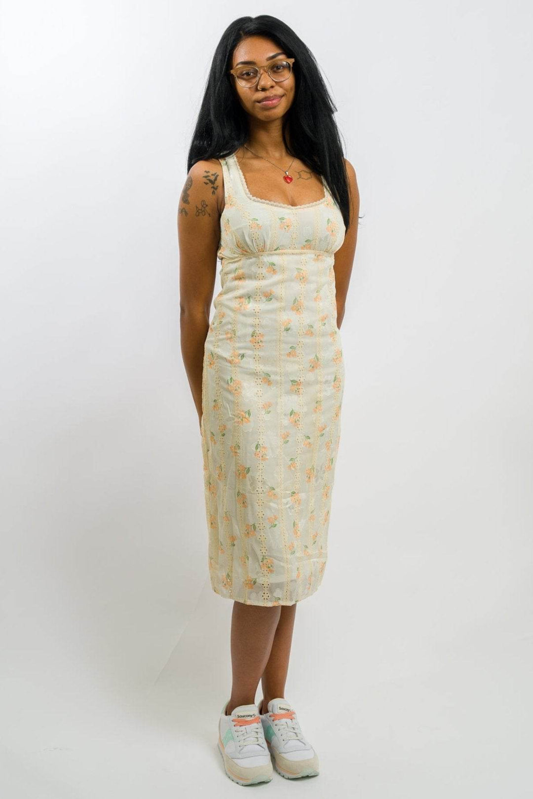 Daisy Street Loose Fit Midi Dress - Cream Lace Trim - One Revolver Surfboards