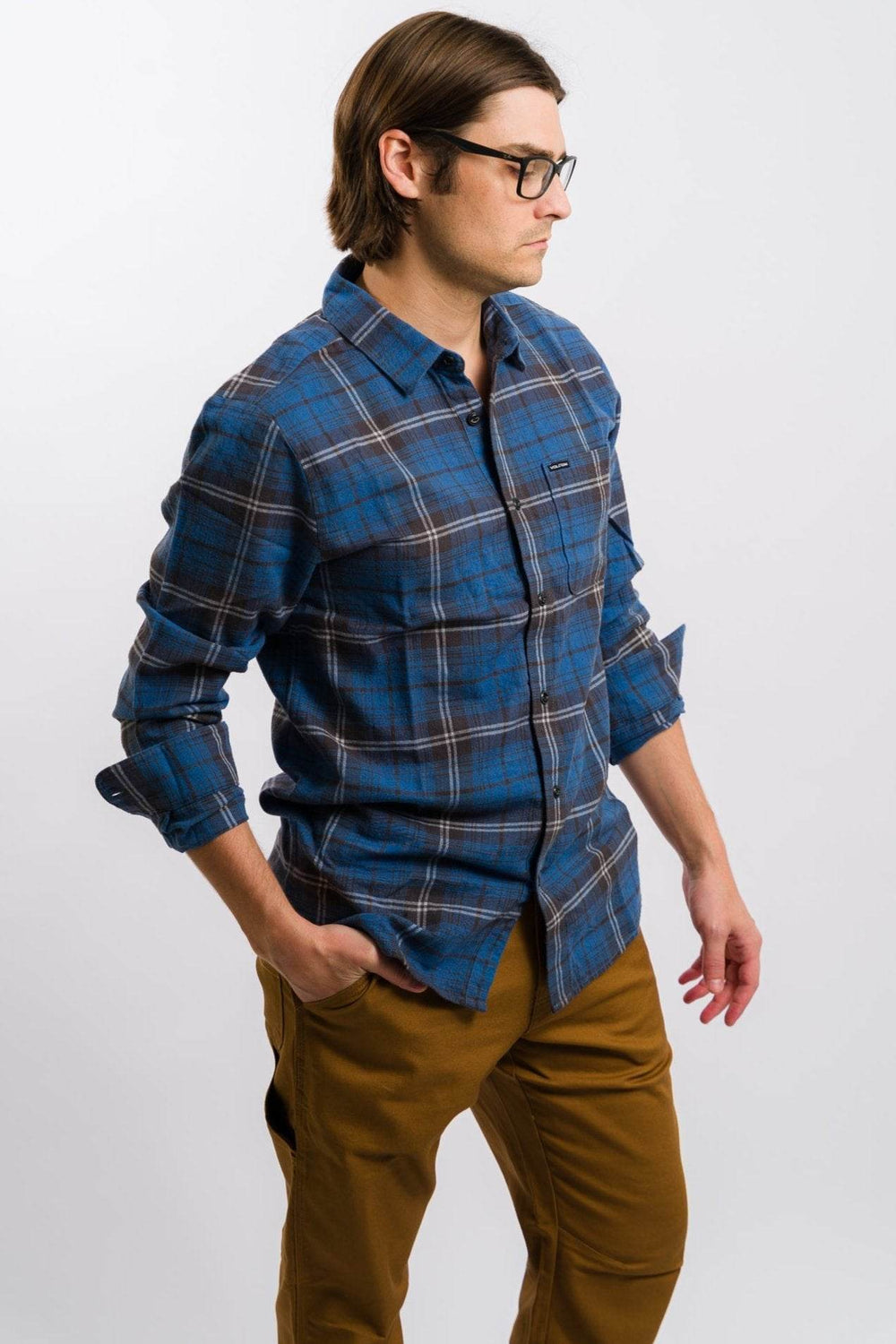Volcom Caden Plaid Long Sleeve Flannel Shirt - Blueberry - One Revolver Surfboards