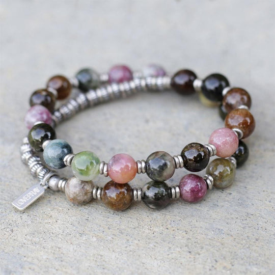 "Protection" Watermelon Tourmaline 27 Bead Wrist Mala Bracelet - PRESALE