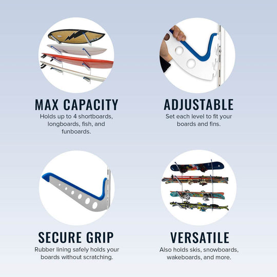 Outerbanks Surfboard Storage | Adjustable XSR | 4 Level | White - One Revolver Surfboards