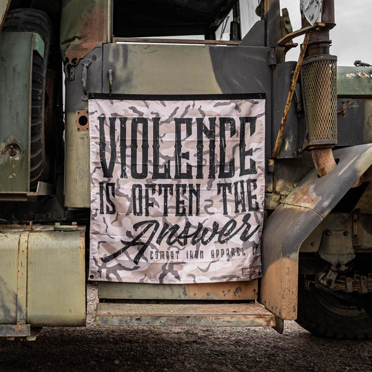 Violence Is Often The Answer 3'x3' Camo Flag - One Revolver Surfboards