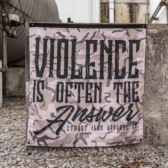 Violence Is Often The Answer 3'x3' Camo Flag - One Revolver Surfboards